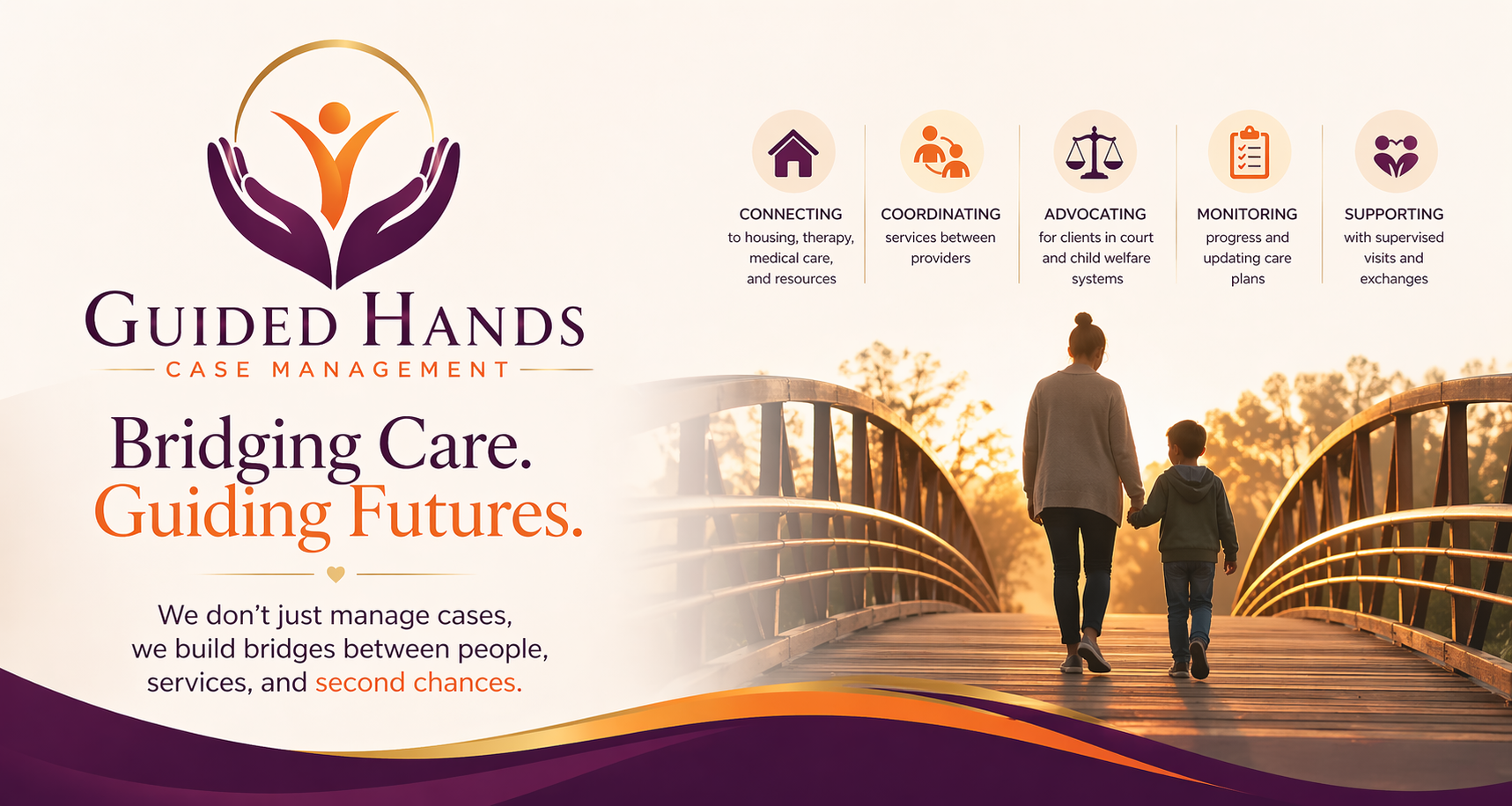 Guided Hands Case Management banner: Bridging Care. Guiding Futures.